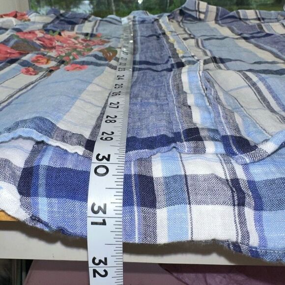 Lauren Ralph Lauren Floral & Plaid Linen Button Front Shirt Womens Boho Chic - Picture 7 of 9